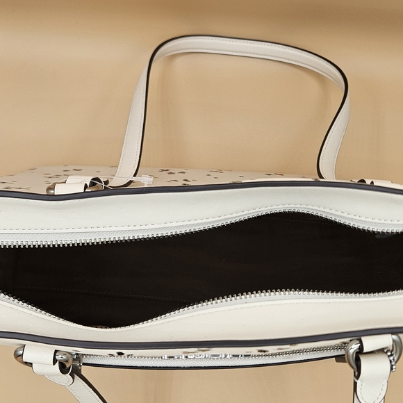 Coach StationWhite Leather Tote with Floral and Stud Accents, NWT - Picture 4 of 5